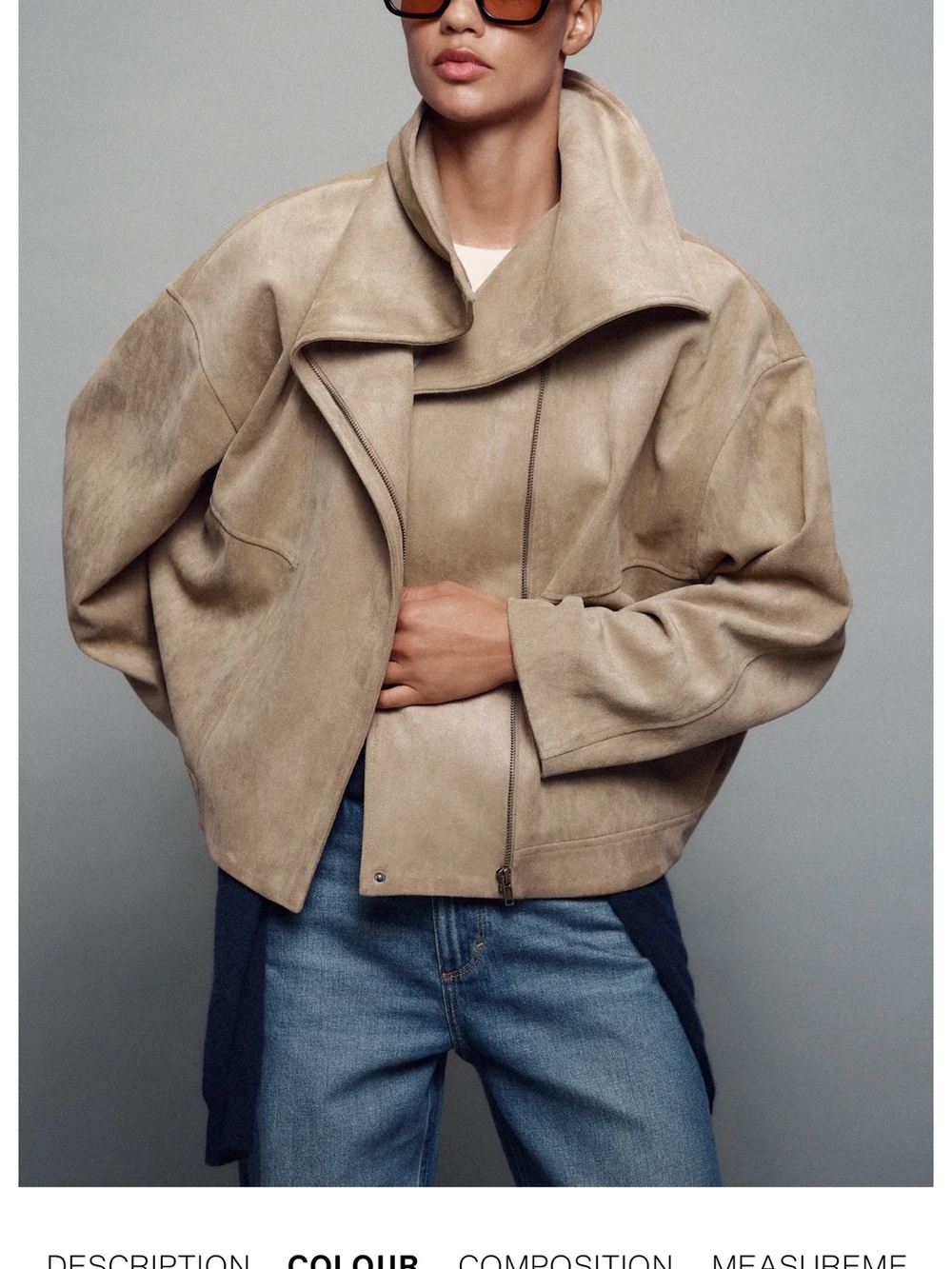 Zara Beige Suede Lightweight Bomber Jacket